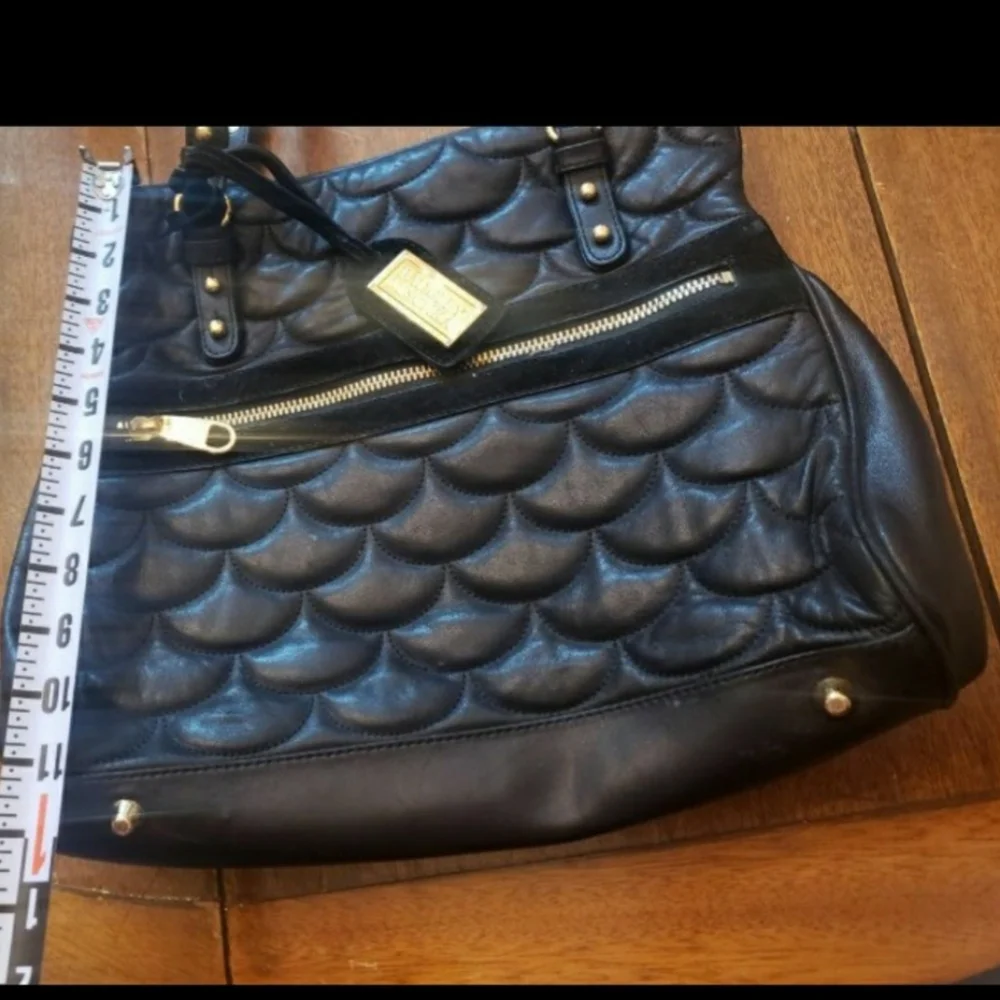 Badgley Mischka Black Quilted Handbag with Gorgeous Gold Accents
